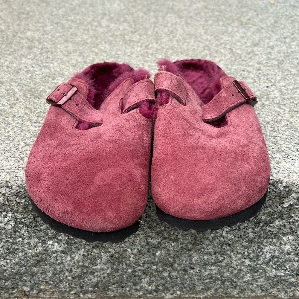 Maroon Birkenstock Boston Shearling LIKE NEW 40
